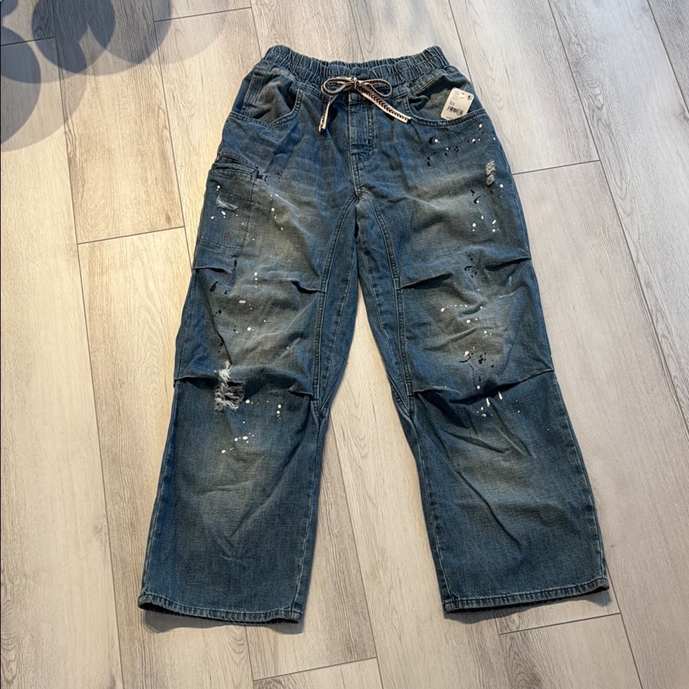 Free People Distressed Blue Denim Jeans